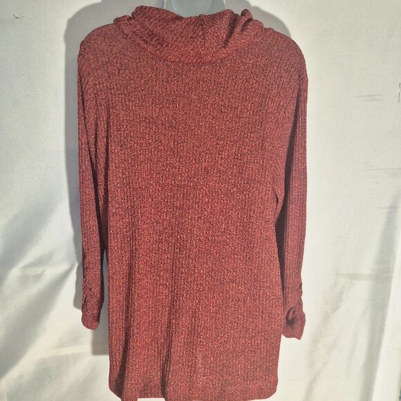 RAFAELLA Cowl Neck sweater top, burnt orange and pink blend, in size Large - Picture 3 of 16